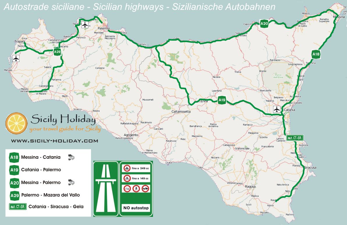 Mappa autostrade siciliane